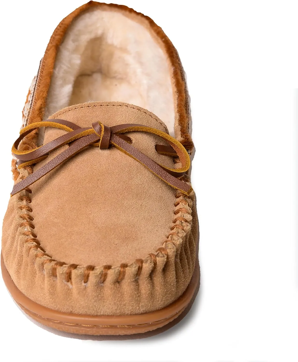 Minnetonka Women’s Camp Tie Moc — Cozy, Suede Moccasin Slippers for Women with Plush Pile Lining, Cushioned Footbed, and Durable Sole for Indoor & Outdoor Comfort