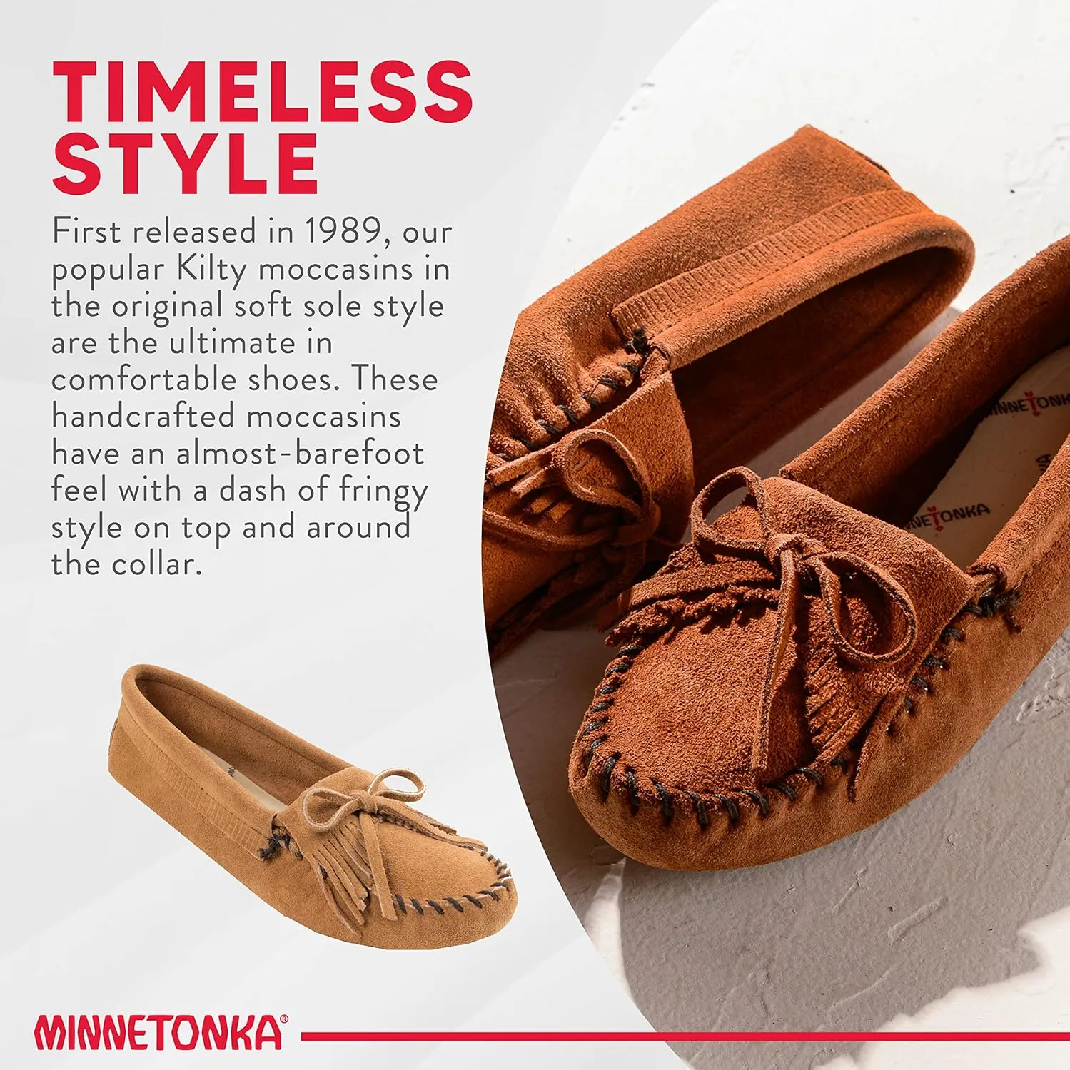 Minnetonka Women's Kilty Soft Leather Sole Moccasin