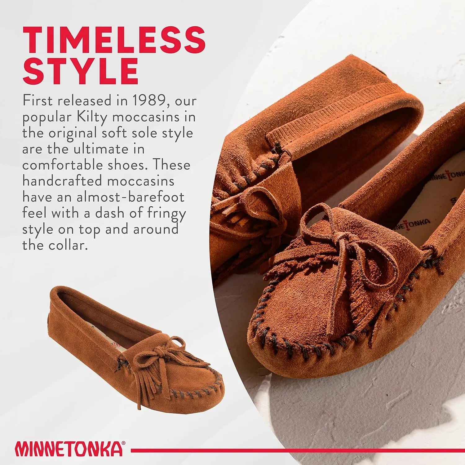 Minnetonka Women's Kilty Soft Leather Sole Moccasin