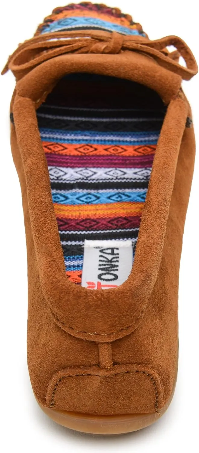Minnetonka Women's Kilty Suede Hardsole Moccasin