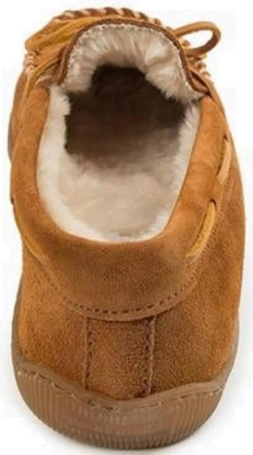 Minnetonka Womens Pile Lined Hardsole Moccasin Slipper