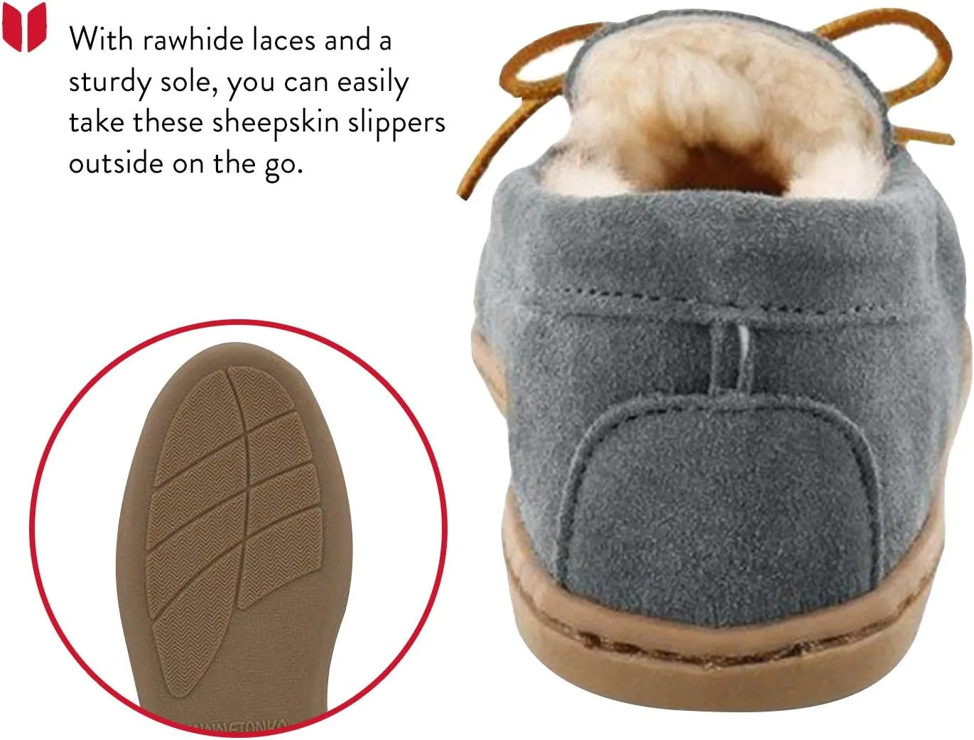 Minnetonka Womens Sheepskin Hardsole Moccasins