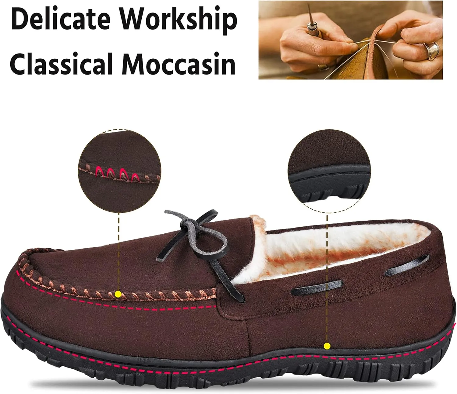 MIXIN Mens Slippers Indoor Outdoor Memory Foam House Shoes Anti-Slip Moccasins Slippers for Men