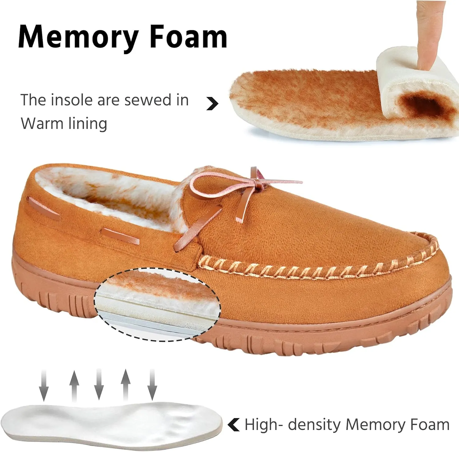 MIXIN Mens Slippers Indoor Outdoor Memory Foam House Shoes Anti-Slip Moccasins Slippers for Men
