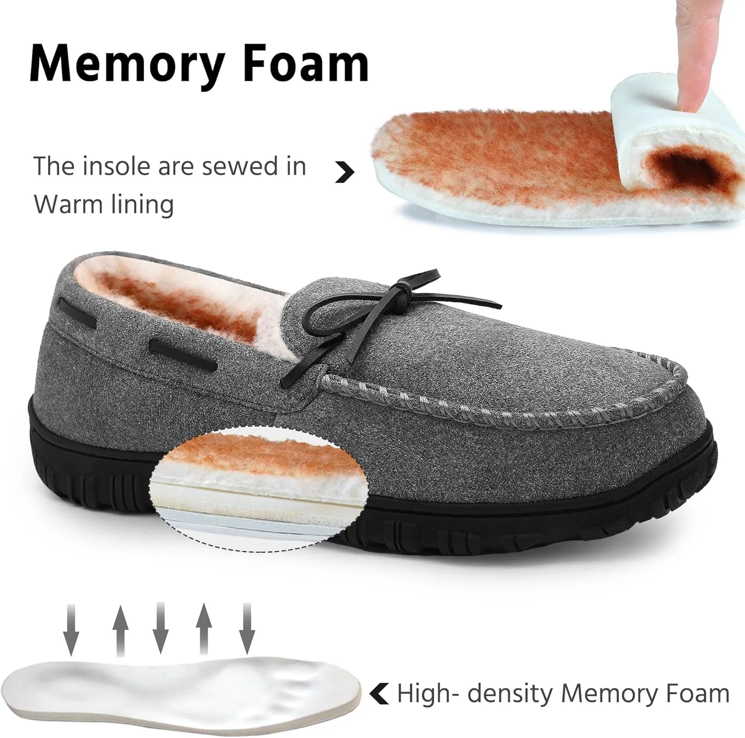 MIXIN Mens Slippers Indoor Outdoor Memory Foam House Shoes Anti-Slip Moccasins Slippers for Men
