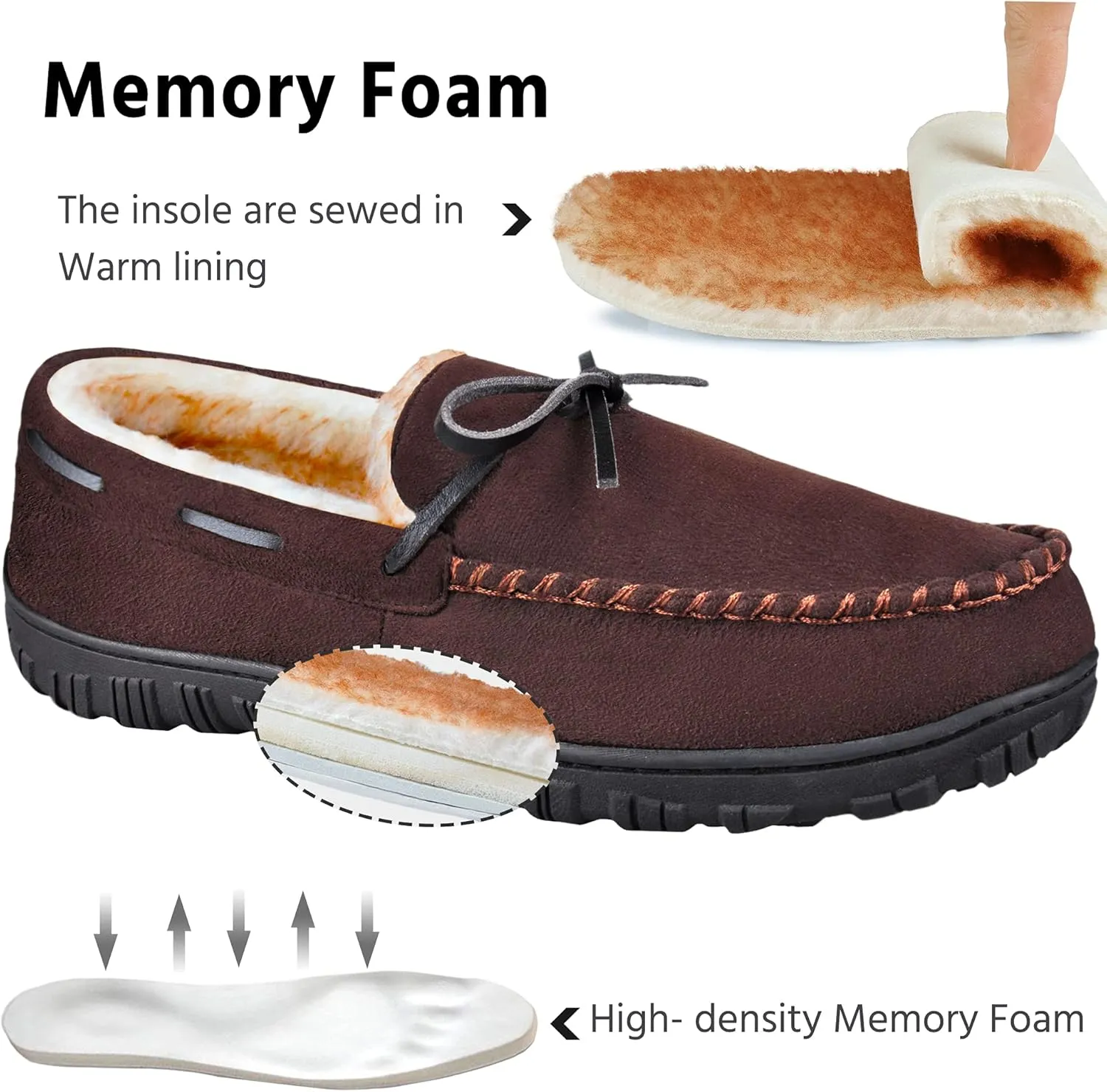 MIXIN Mens Slippers Indoor Outdoor Memory Foam House Shoes Anti-Slip Moccasins Slippers for Men