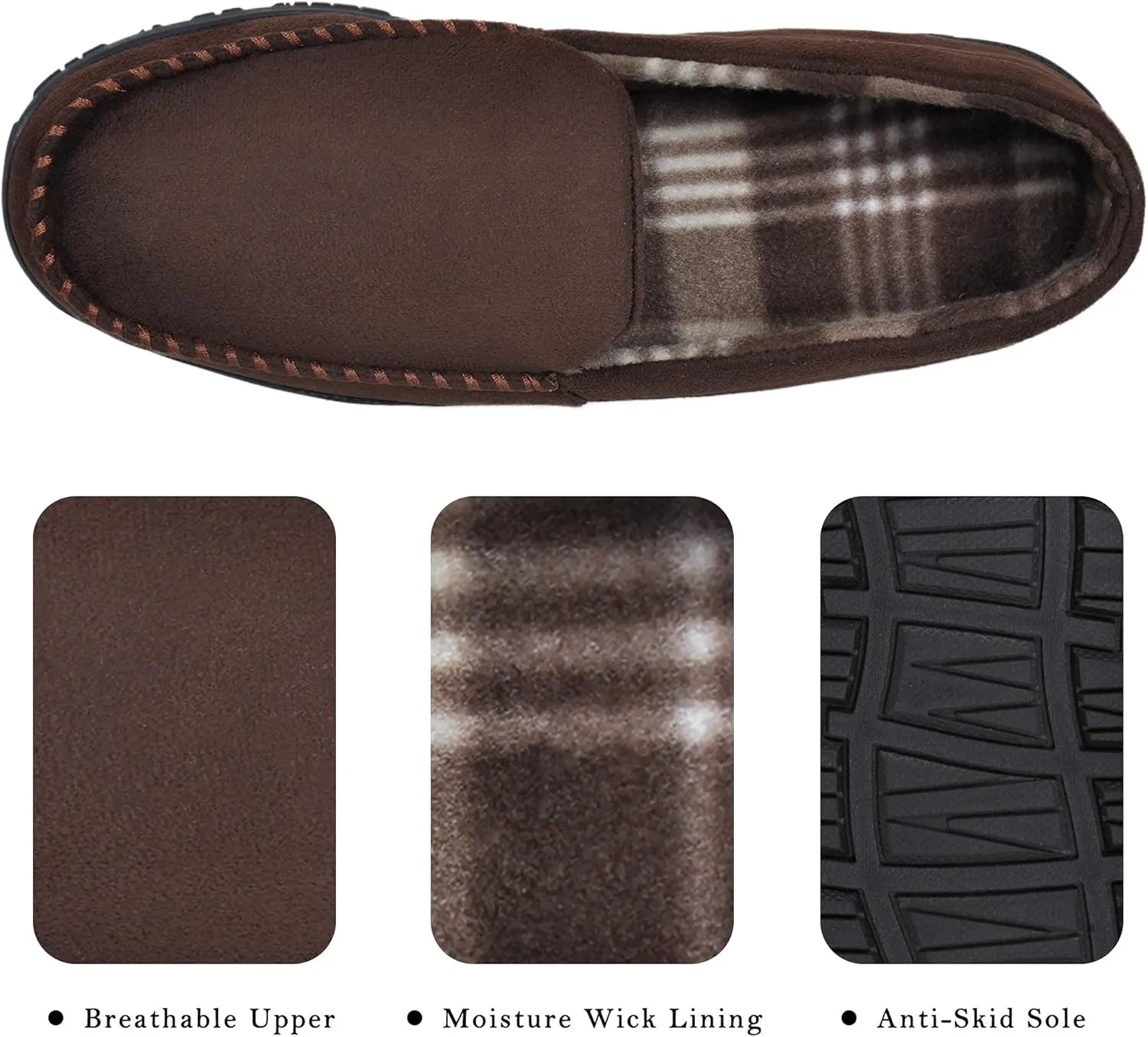 MIXIN Mens Slippers Moccasins Slippers for Men House Shoes with Warm and Cozy Memory Foam Hard Sole Men's Indoor Outdoor Slippers