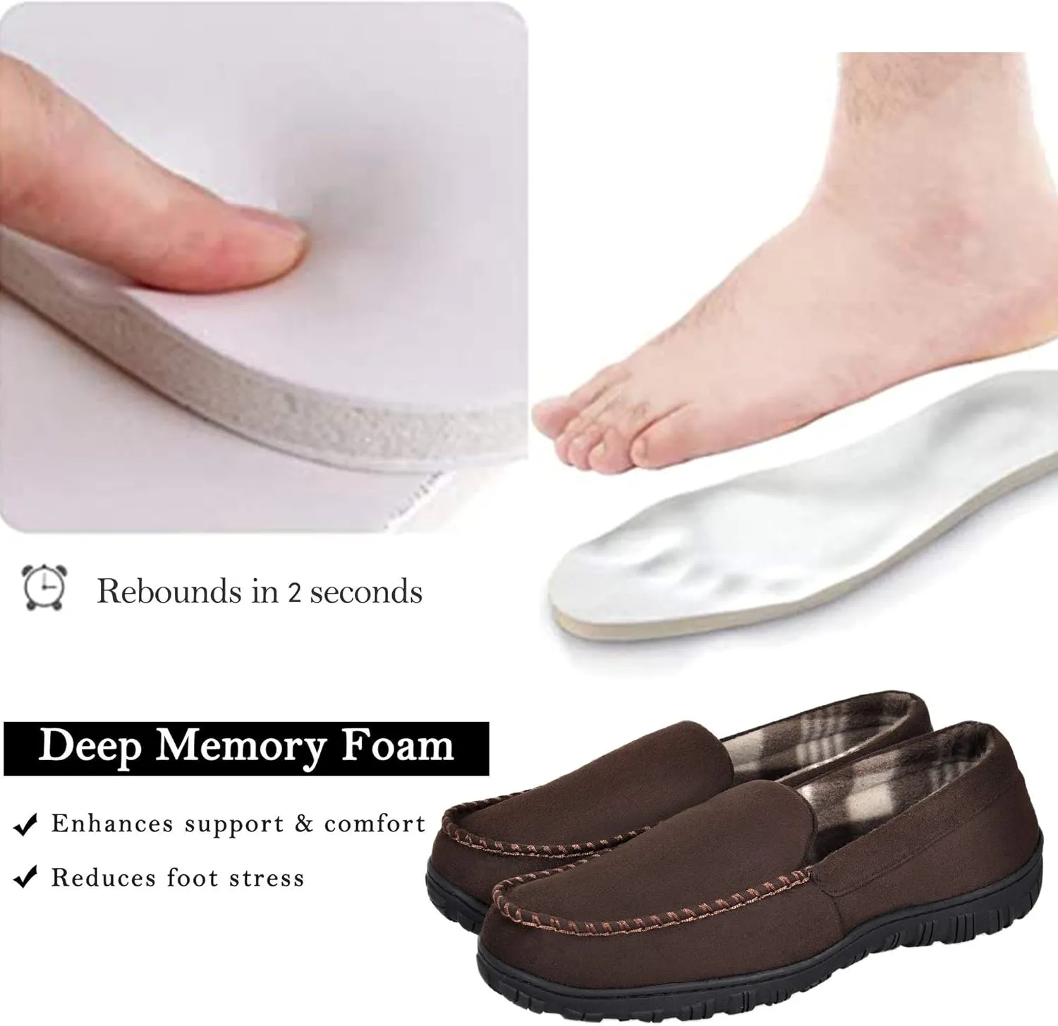 MIXIN Mens Slippers Moccasins Slippers for Men House Shoes with Warm and Cozy Memory Foam Hard Sole Men's Indoor Outdoor Slippers
