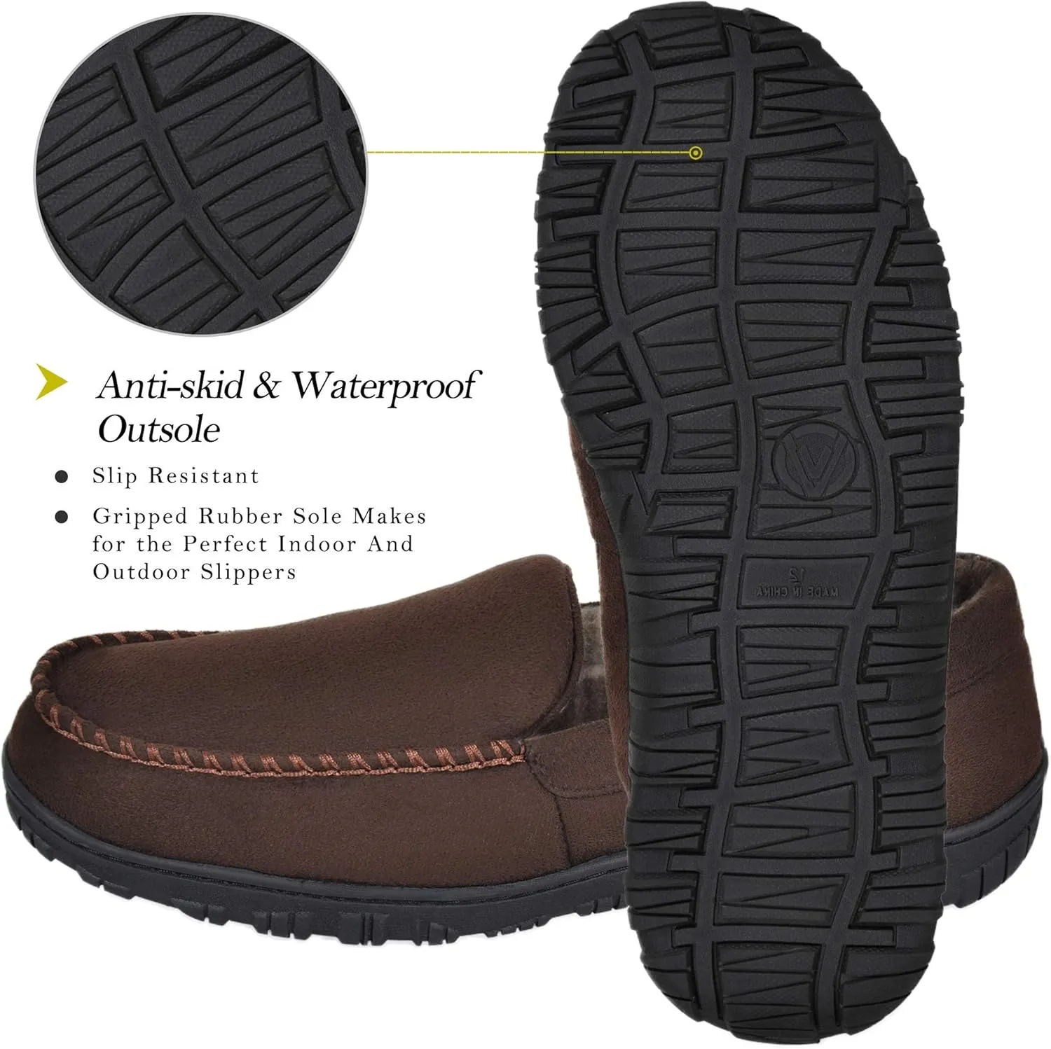 MIXIN Mens Slippers Moccasins Slippers for Men House Shoes with Warm and Cozy Memory Foam Hard Sole Men's Indoor Outdoor Slippers