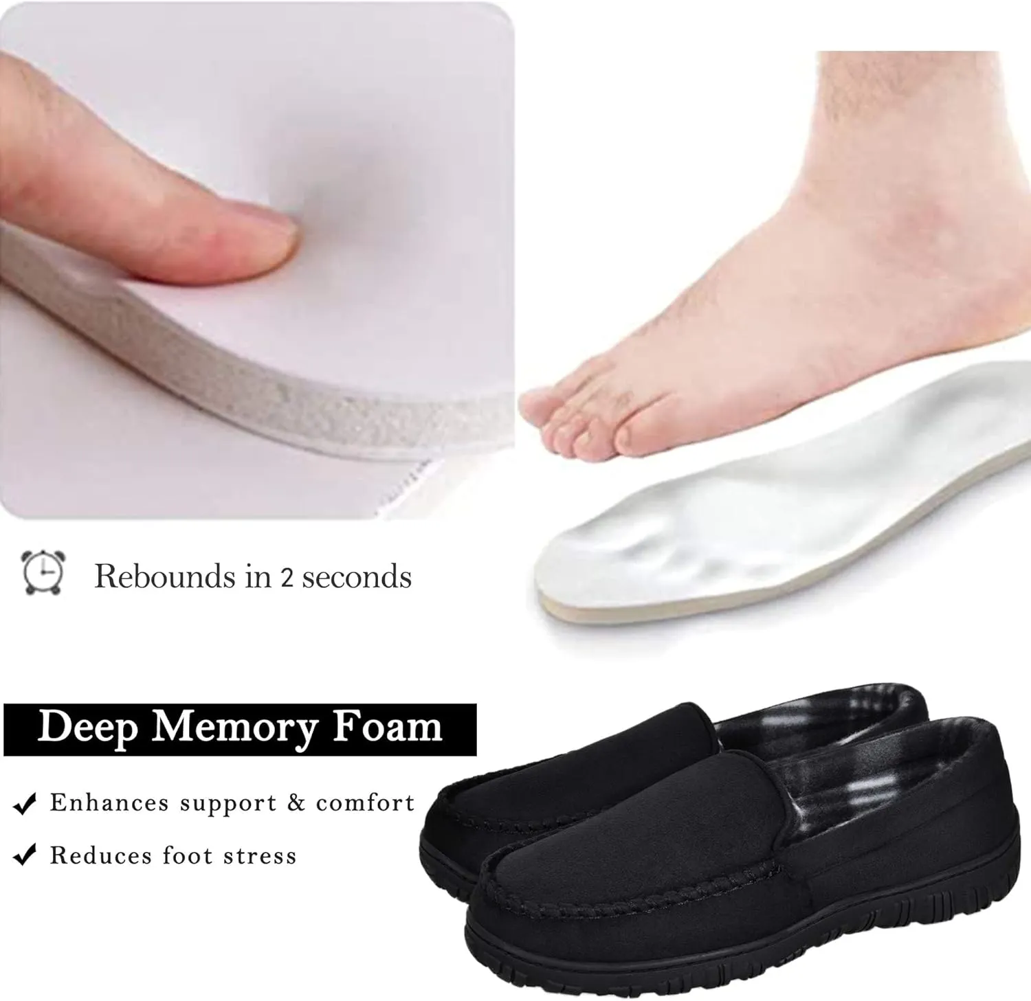 MIXIN Mens Slippers Moccasins Slippers for Men House Shoes with Warm and Cozy Memory Foam Hard Sole Men's Indoor Outdoor Slippers