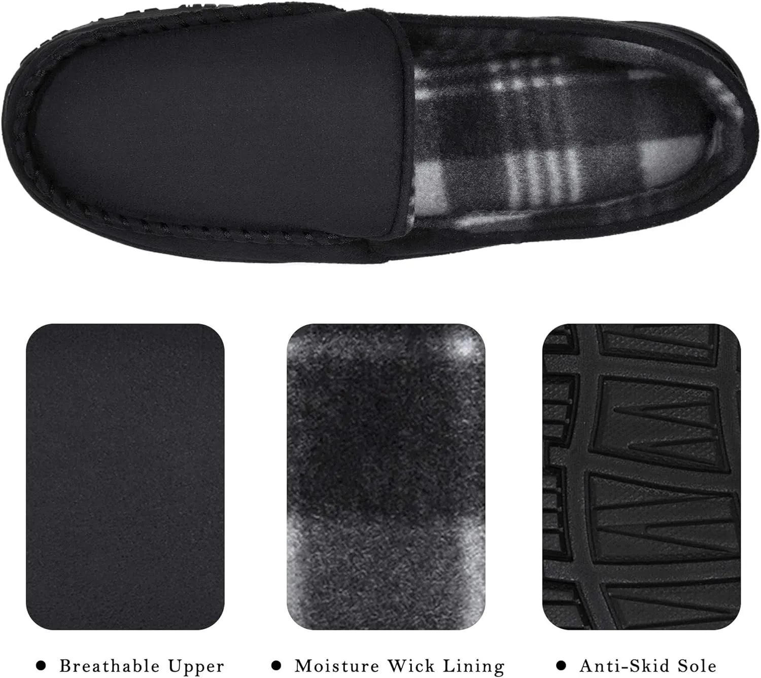 MIXIN Mens Slippers Moccasins Slippers for Men House Shoes with Warm and Cozy Memory Foam Hard Sole Men's Indoor Outdoor Slippers