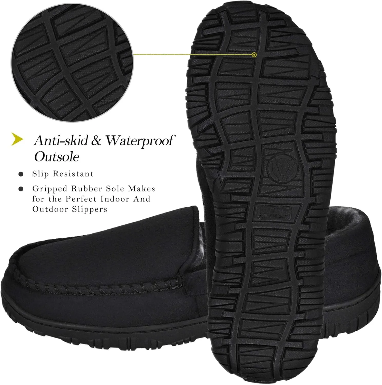 MIXIN Mens Slippers Moccasins Slippers for Men House Shoes with Warm and Cozy Memory Foam Hard Sole Men's Indoor Outdoor Slippers