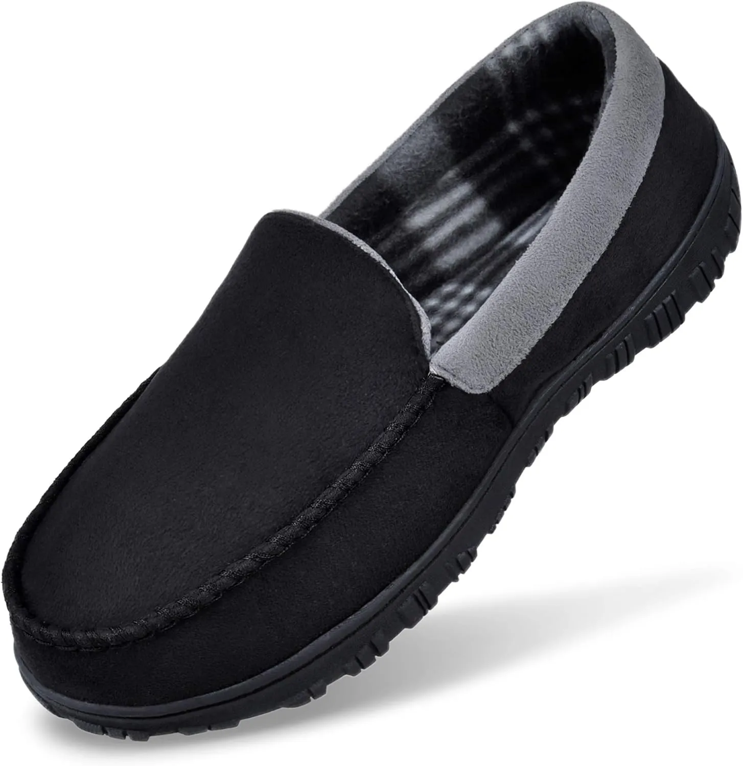 MIXIN Mens Slippers Moccasins Slippers for Men House Shoes with Warm and Cozy Memory Foam Hard Sole Men's Indoor Outdoor Slippers