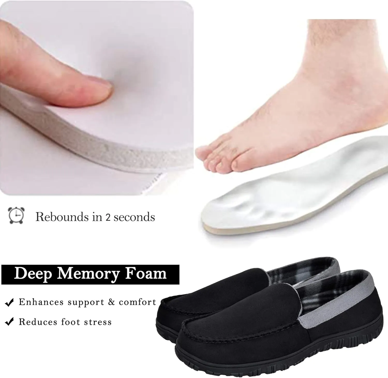 MIXIN Mens Slippers Moccasins Slippers for Men House Shoes with Warm and Cozy Memory Foam Hard Sole Men's Indoor Outdoor Slippers