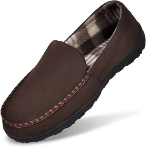 MIXIN Mens Slippers Moccasins Slippers for Men House Shoes with Warm and Cozy Memory Foam Hard Sole Men's Indoor Outdoor Slippers