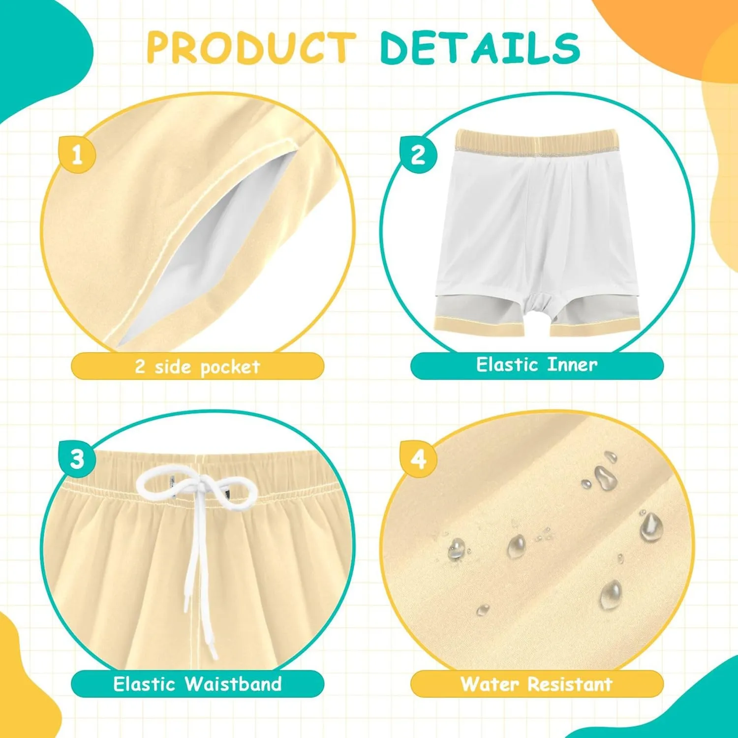 Moccasin Boys' Swim Trunks Compression Liner Quick-Drying Casual Shorts for Kids