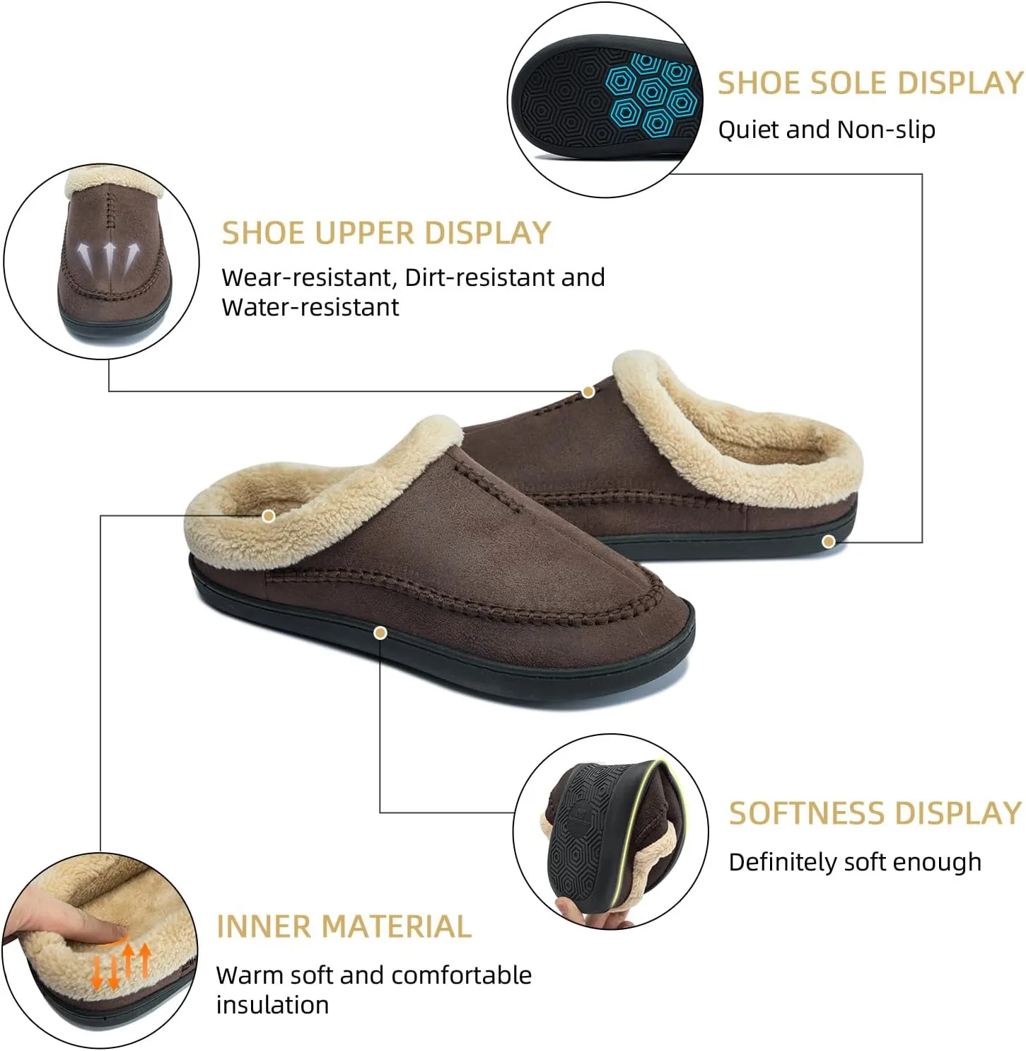 Moccasins for Men Memory Foam Slippers Men's House Shoes for Indoor Outdoor with Microsuede Fleece Fuzzy Lined