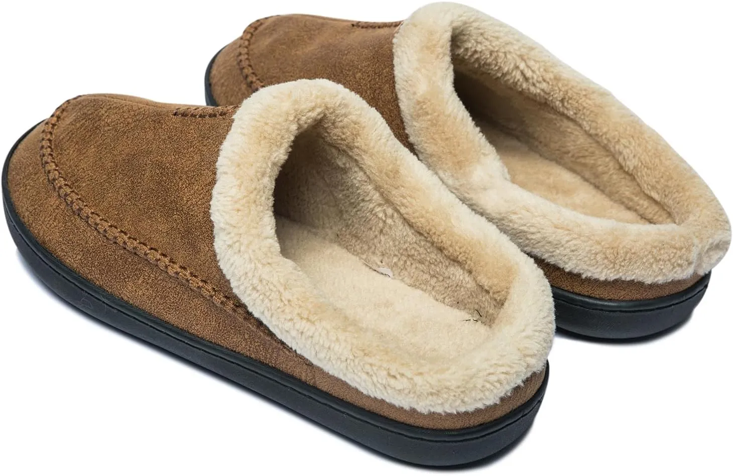 Moccasins for Men Memory Foam Slippers Men's House Shoes for Indoor Outdoor with Microsuede Fleece Fuzzy Lined