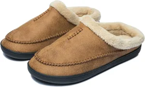 Moccasins for Men Memory Foam Slippers Men's House Shoes for Indoor Outdoor with Microsuede Fleece Fuzzy Lined