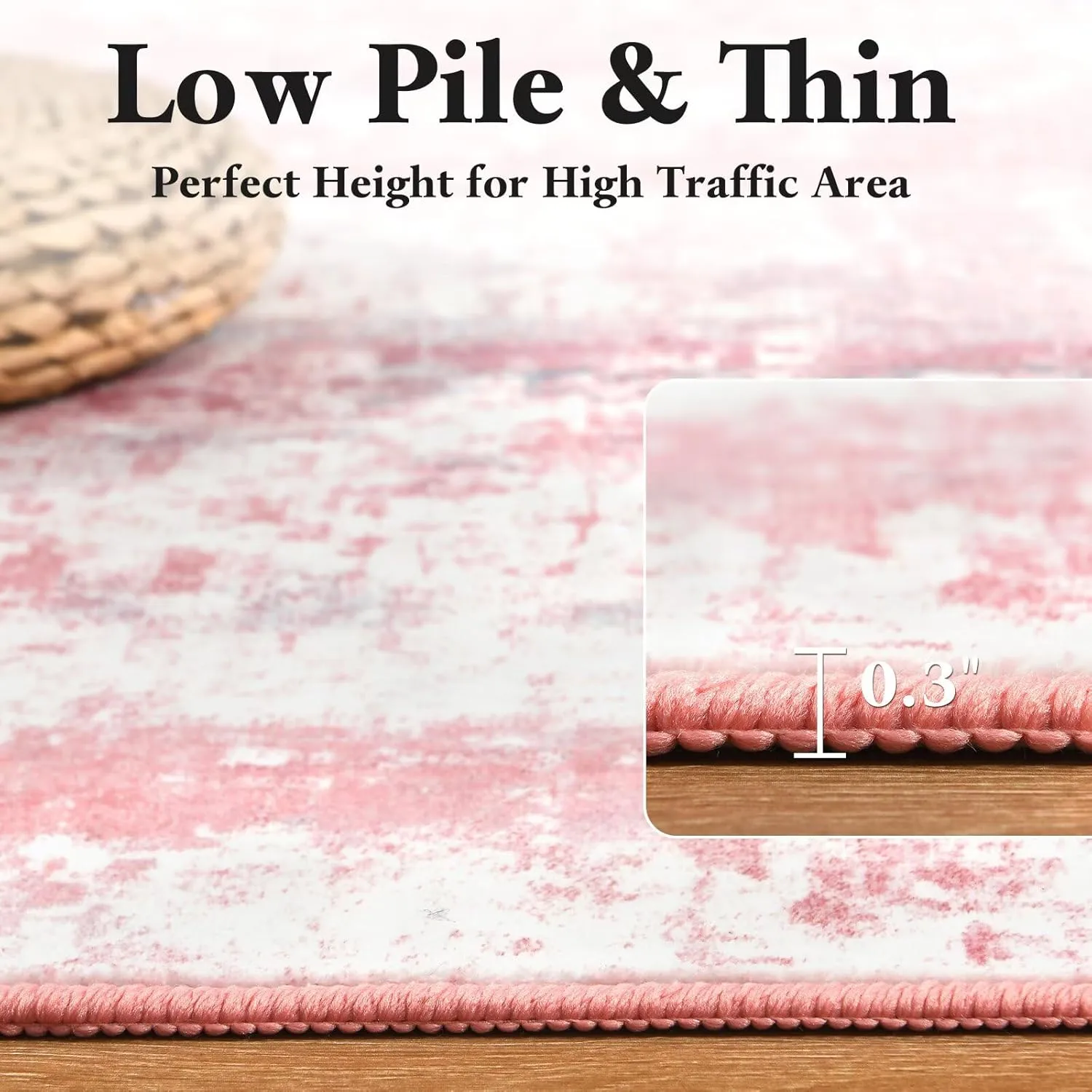 Modern Abstract Rugs for Living Room, 6'x9' Pink Washable Area Rug with Non Slip Backing for Bedroom, Soft Floor Covering Contemporary Carpet for Dining Room Kitchen Home Office