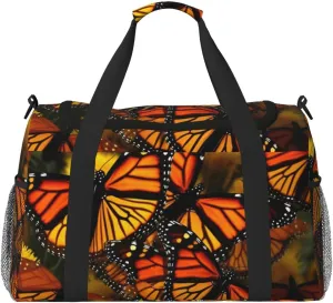 Monarch Butterflies Travel Duffel Bag Lightweight Waterproof Carry On Tote Bag Foldable Weekender Overnight Bags Sport Gym Bag For Women Men