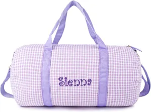 MT WORLD Dance Bag for Girls Personalized Kids Duffle Bags with Name Monogram Seersucker Toddler Overnight Bag Travel Weekender Sleepover Bag with Removable Strap Custom Child Gift (Purple)