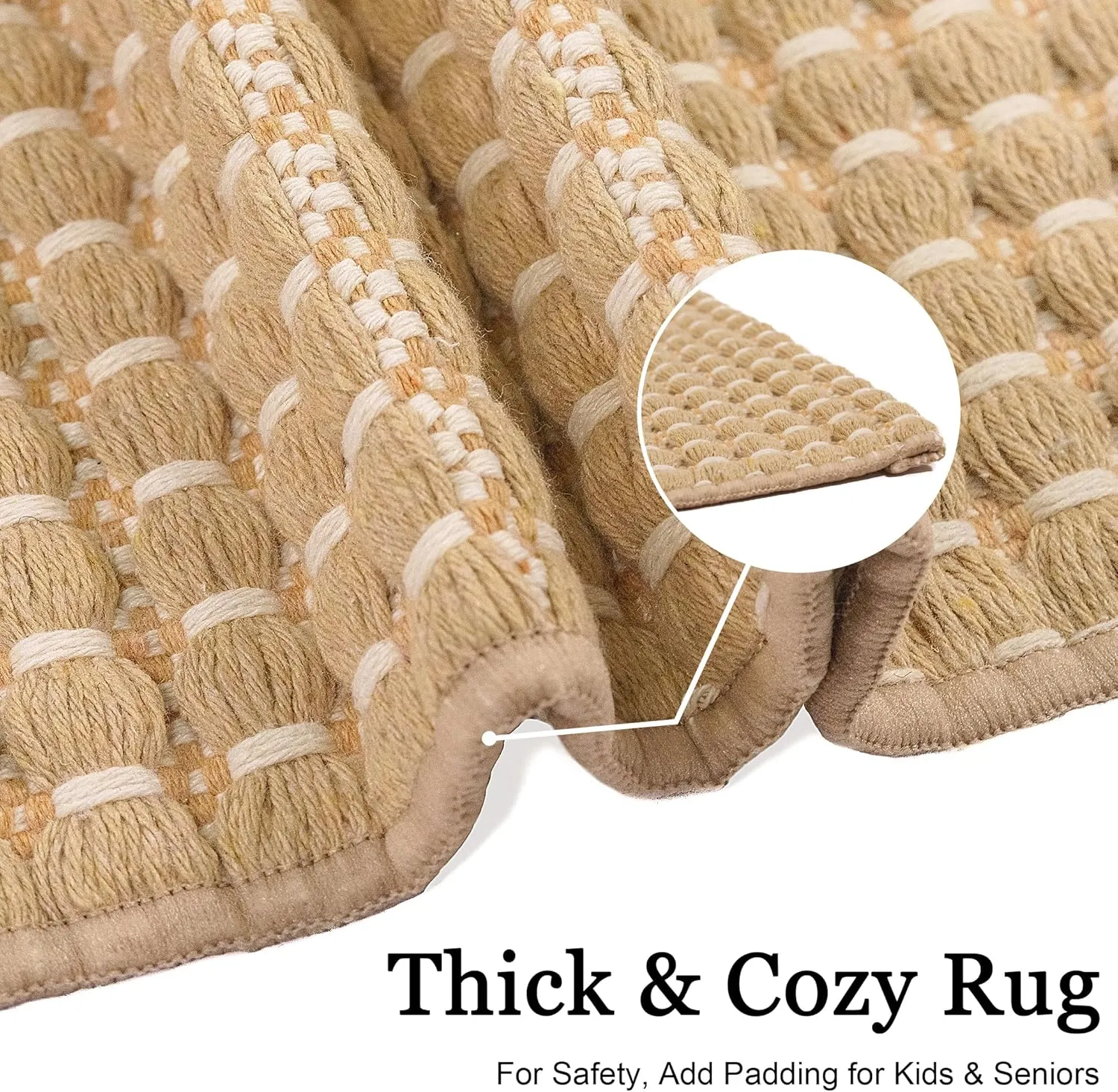 Natural Cotton Woven Hallway Runner Rug 2x6 ft Washable Boho Reversible Carpet Kitchen Rugs Farmhouse Entryway Runner Rugs Indoor for Bathroom Bedroom Laundry Room,Brown
