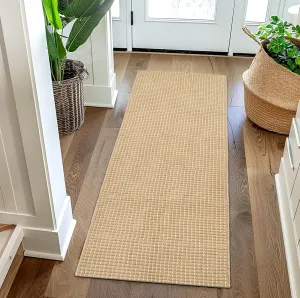 Natural Cotton Woven Hallway Runner Rug 2x6 ft Washable Boho Reversible Carpet Kitchen Rugs Farmhouse Entryway Runner Rugs Indoor for Bathroom Bedroom Laundry Room,Brown
