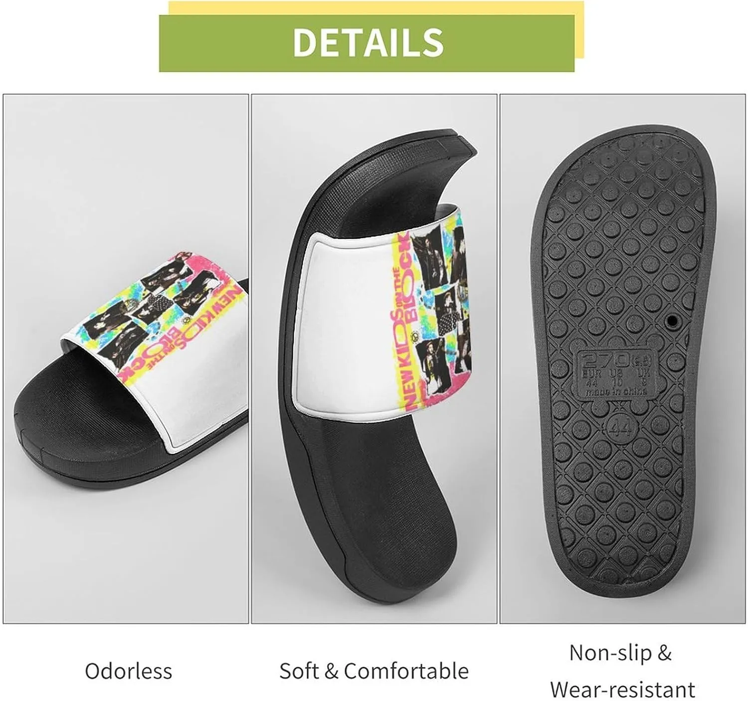 New Pop Kids Music On The Band Block PVC Home Slippers Womans Men Slipper Non Slip Lightweight Open Toe Shower Breathable Shoes Quick Drying Sandal