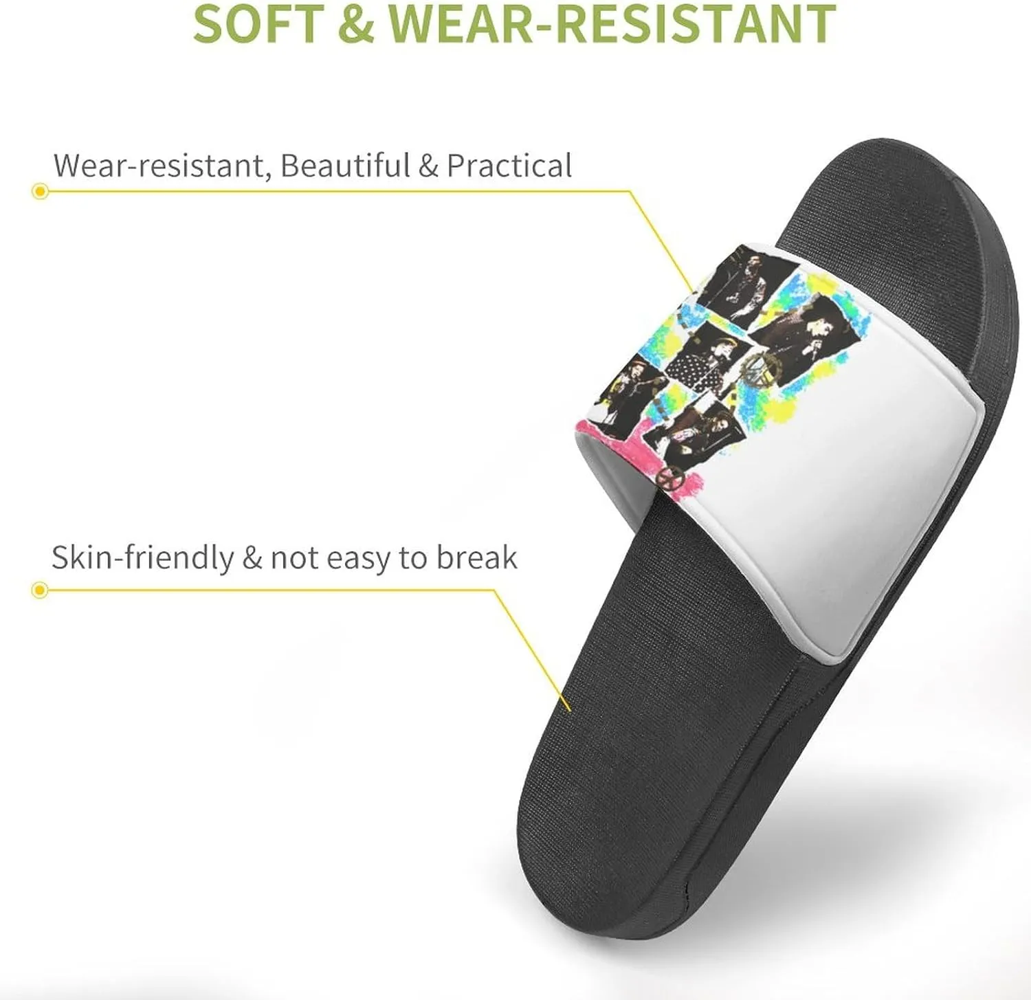 New Pop Kids Music On The Band Block PVC Home Slippers Womans Men Slipper Non Slip Lightweight Open Toe Shower Breathable Shoes Quick Drying Sandal