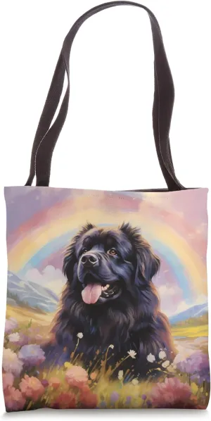 Newfoundland Dog Rainbow Bridge Cute Newfie Memorial Art Tote Bag