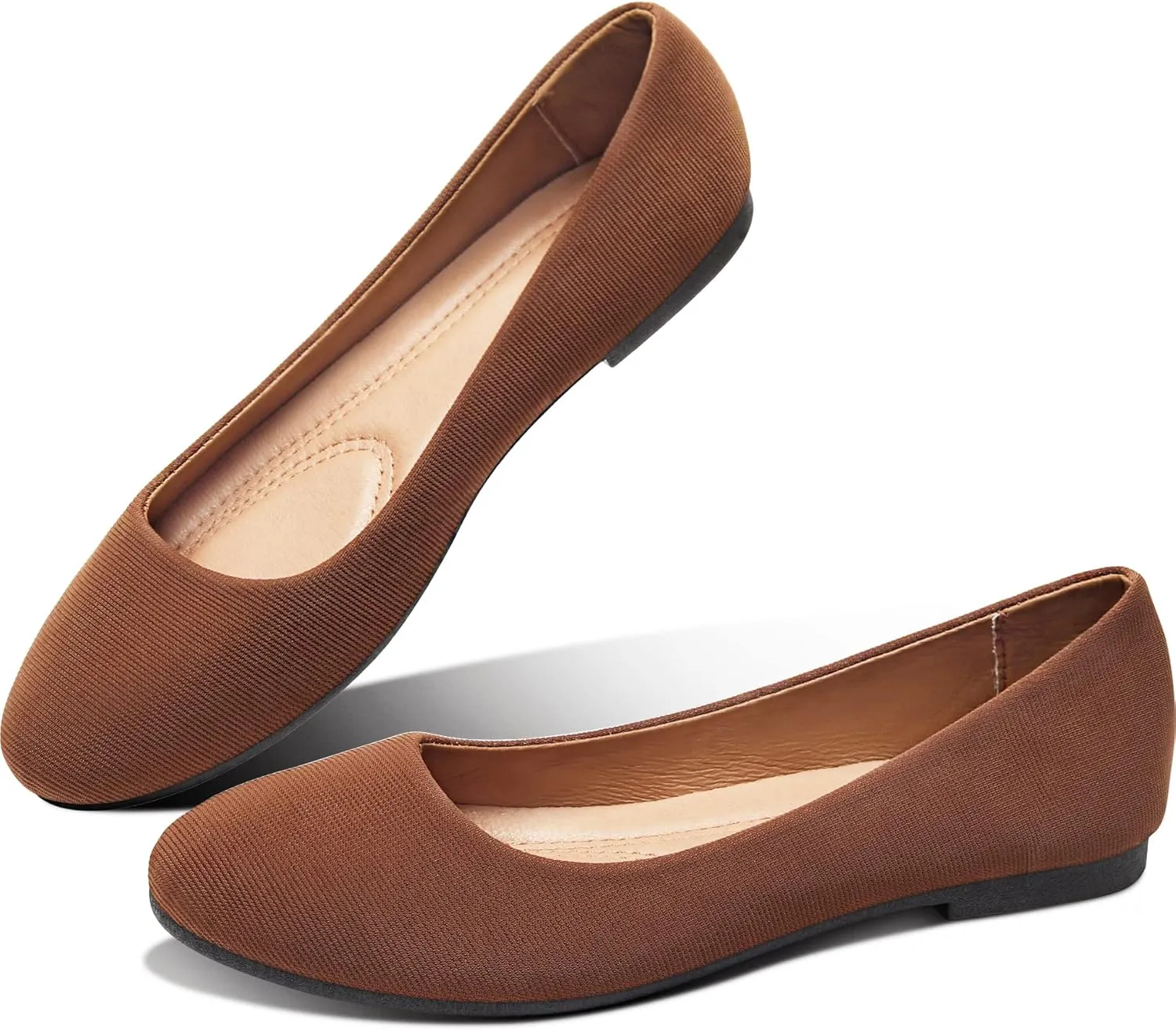 Obtaom Round Toe Women Flat Shoes Slip on Girls Dress Black Ballet Flats