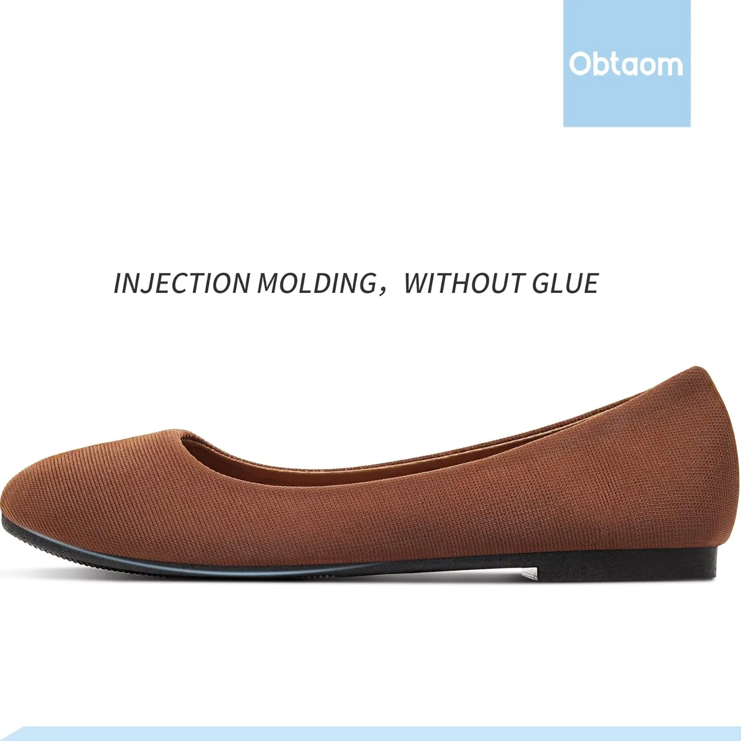 Obtaom Round Toe Women Flat Shoes Slip on Girls Dress Black Ballet Flats
