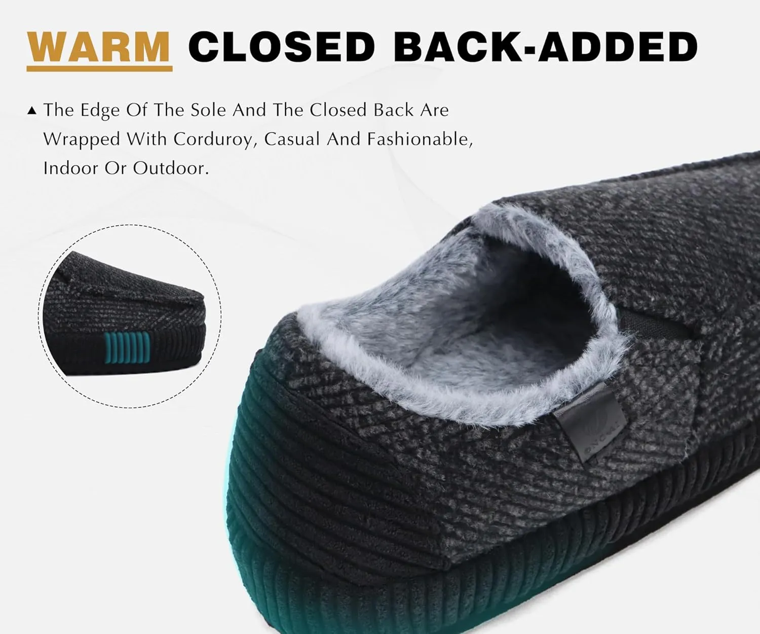 ONCAI Mens Clog Slippers with Arch Support Stripe Faux Fur Cotton-Blend High-Density Memory Foam Warm House Slippers Slip-on Indoor Outdoor Rubber Sole Size 7-16