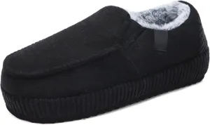 ONCAI Mens Clog Slippers with Arch Support Stripe Faux Fur Cotton-Blend High-Density Memory Foam Warm House Slippers Slip-on Indoor Outdoor Rubber Sole Size 7-16