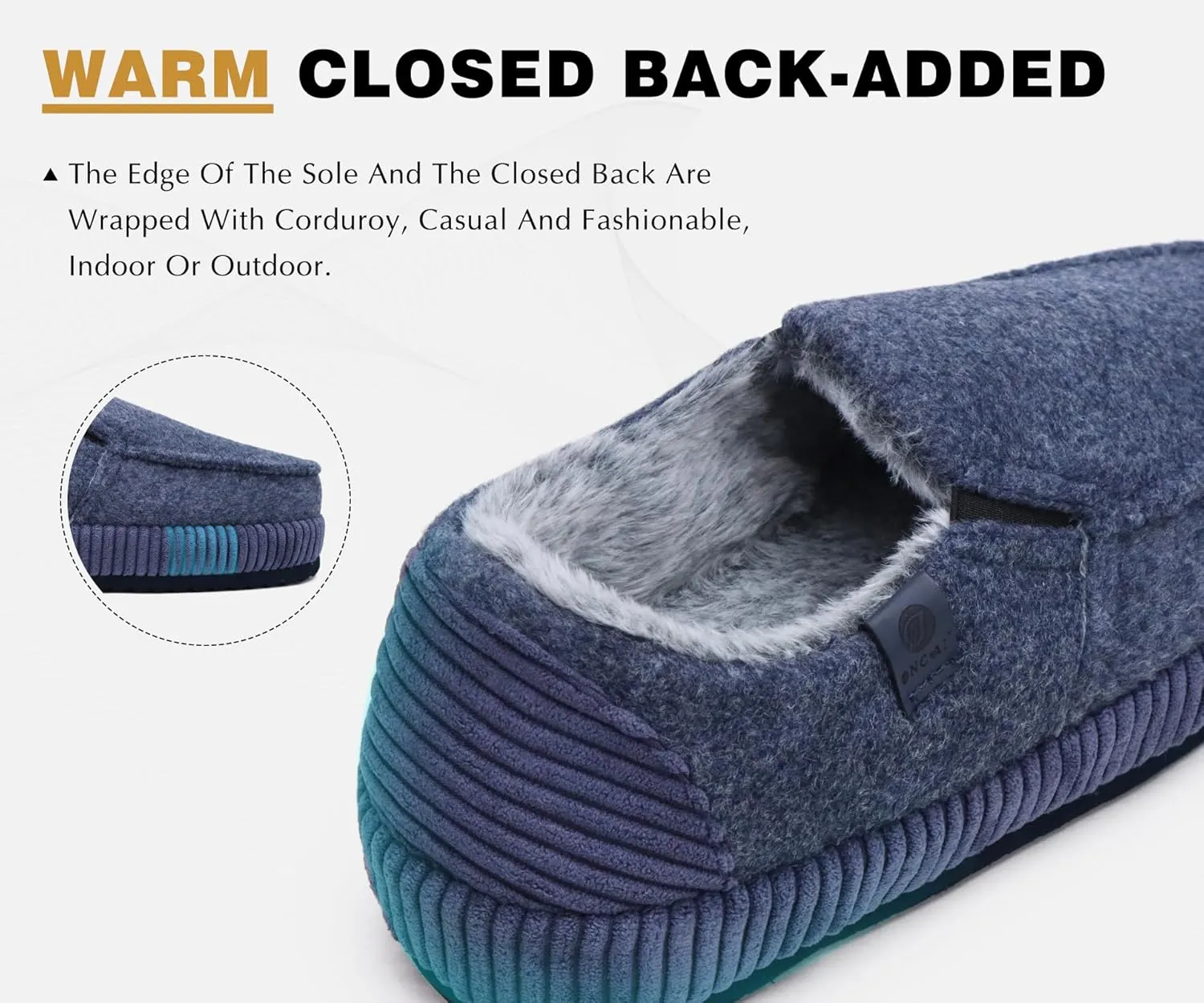 ONCAI Mens Clog Slippers with Arch Support Stripe Faux Fur Cotton-Blend High-Density Memory Foam Warm House Slippers Slip-on Indoor Outdoor Rubber Sole Size 7-16