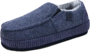 ONCAI Mens Clog Slippers with Arch Support Stripe Faux Fur Cotton-Blend High-Density Memory Foam Warm House Slippers Slip-on Indoor Outdoor Rubber Sole Size 7-16