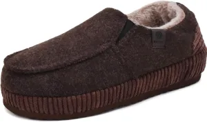 ONCAI Mens Clog Slippers with Arch Support Stripe Faux Fur Cotton-Blend High-Density Memory Foam Warm House Slippers Slip-on Indoor Outdoor Rubber Sole Size 7-16