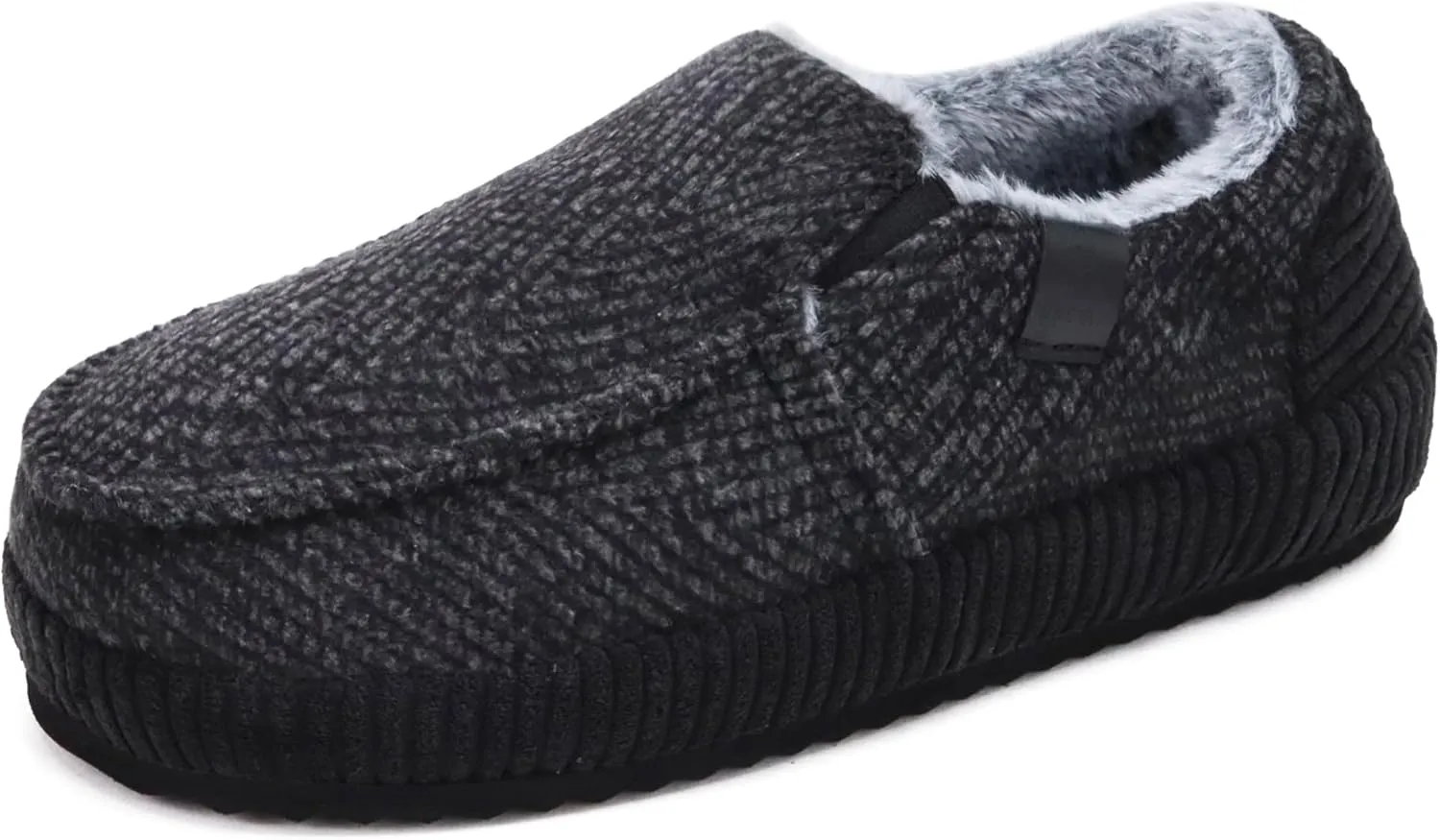 ONCAI Mens Clog Slippers with Arch Support Stripe Faux Fur Cotton-Blend High-Density Memory Foam Warm House Slippers Slip-on Indoor Outdoor Rubber Sole Size 7-16