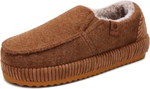 ONCAI Mens Clog Slippers with Arch Support Stripe Faux Fur Cotton-Blend High-Density Memory Foam Warm House Slippers Slip-on Indoor Outdoor Rubber Sole Size 7-16