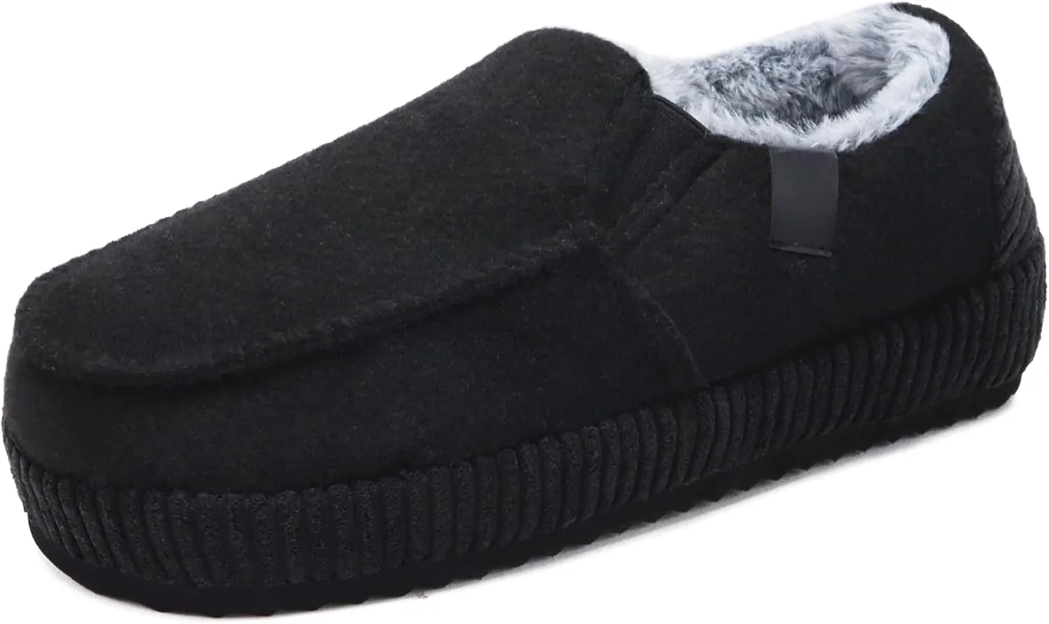 ONCAI Mens Clog Slippers with Arch Support Stripe Faux Fur Cotton-Blend High-Density Memory Foam Warm House Slippers Slip-on Indoor Outdoor Rubber Sole Size 7-16