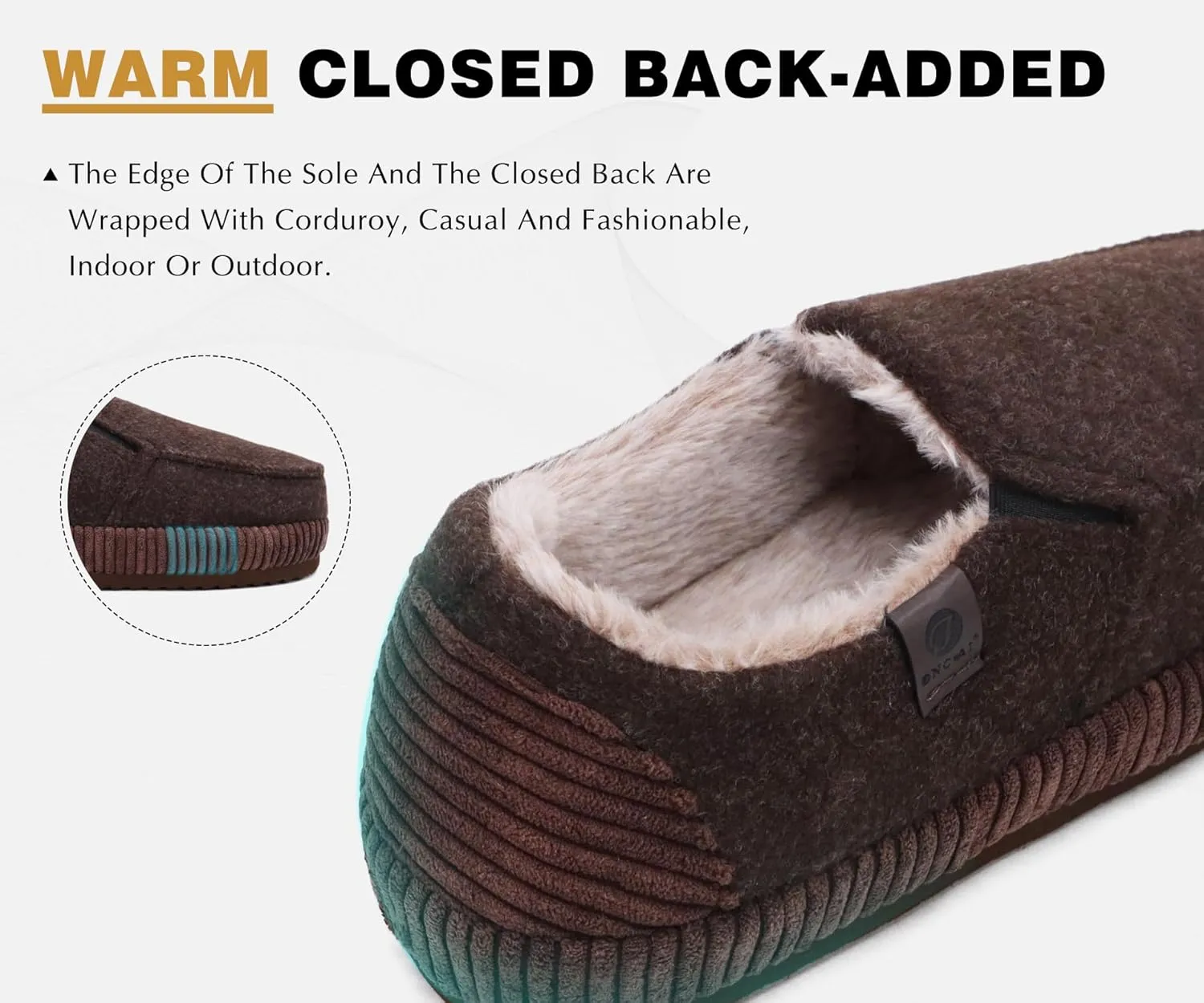 ONCAI Mens Clog Slippers with Arch Support Stripe Faux Fur Cotton-Blend High-Density Memory Foam Warm House Slippers Slip-on Indoor Outdoor Rubber Sole Size 7-16