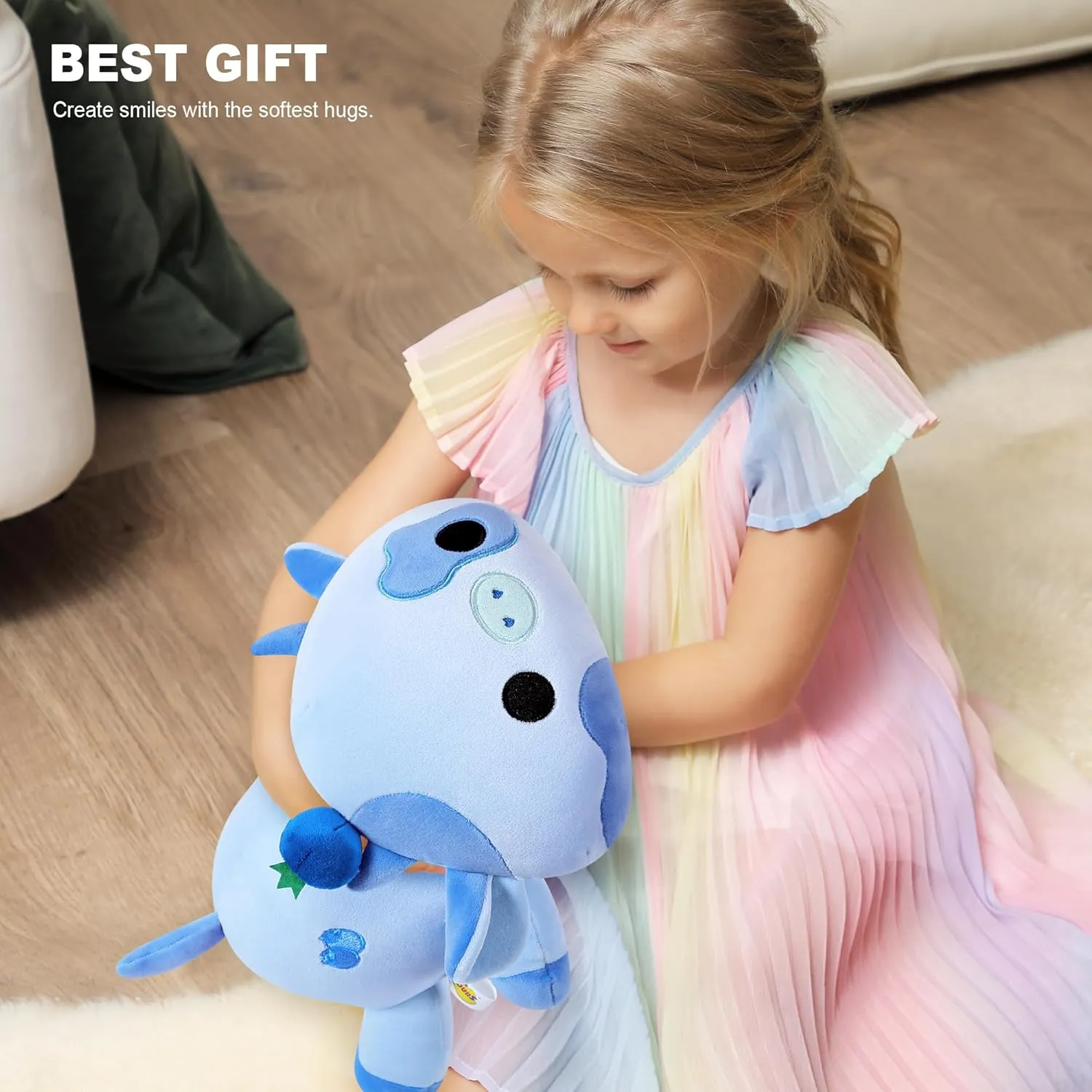 Onsoyours Cute Cow Plushie, Soft Stuffed Blueberry Cow Squishy Plush Animal Toy Pillow for Kids (Blueberry Cow, 12")