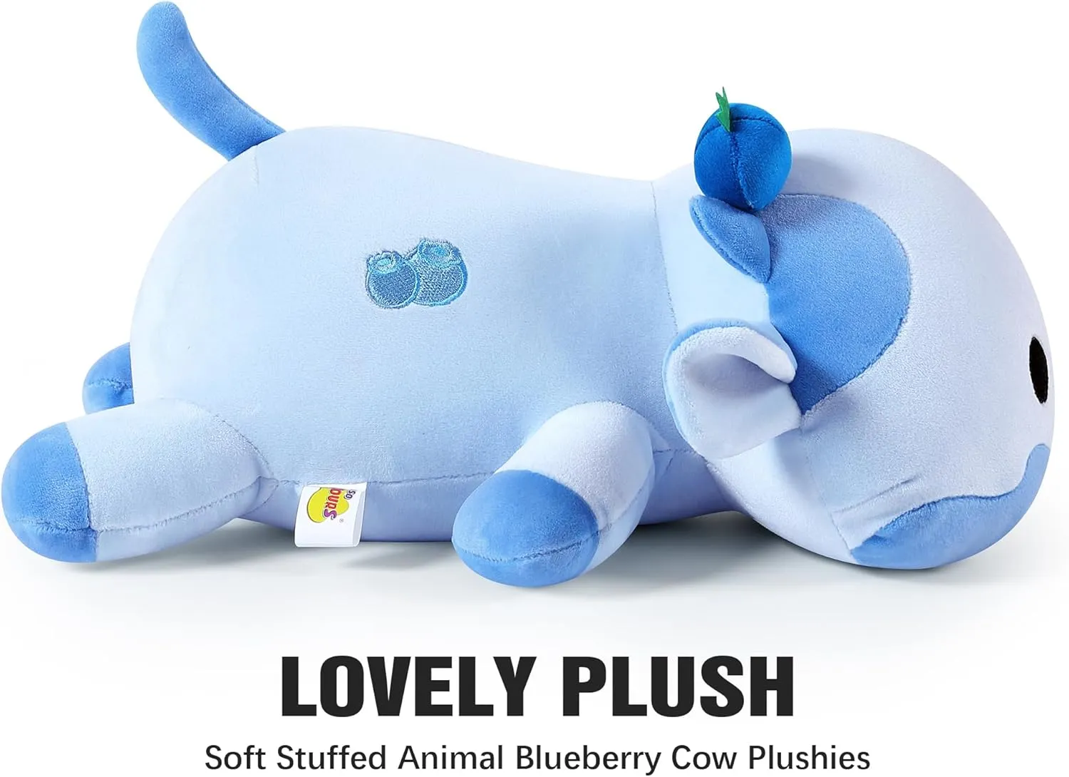 Onsoyours Cute Cow Plushie, Soft Stuffed Blueberry Cow Squishy Plush Animal Toy Pillow for Kids (Blueberry Cow, 12")