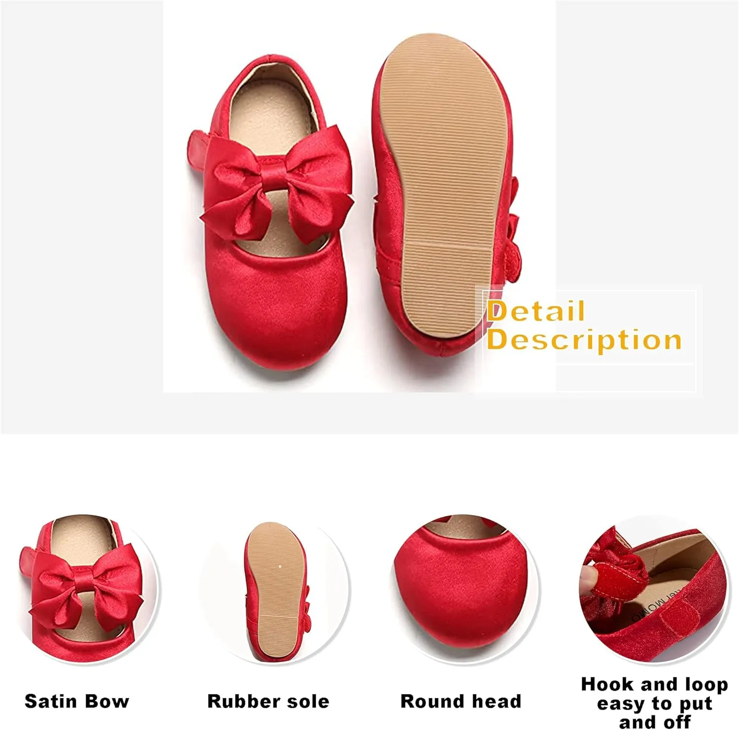 Otter MOMO Toddler Little Girls Princess Shoes Mary Jane Ballerina Flats Flower Girl Dress Shoes