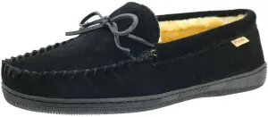 PAMIR Men's Genuine suede Faux Fur Lined Slip on Moccasin Slippers Indoor Outdoor
