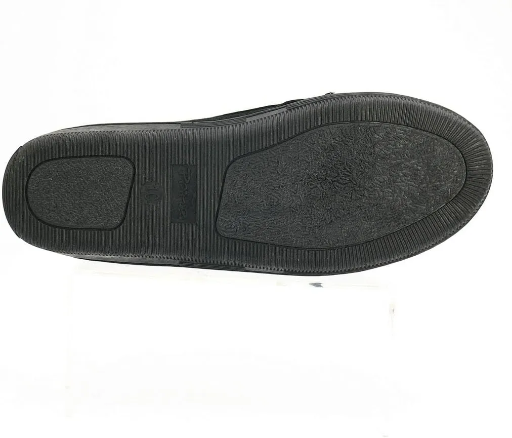 PAMIR Men's Genuine suede Faux Fur Lined Slip on Moccasin Slippers Indoor Outdoor