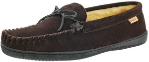 PAMIR Men's Genuine suede Faux Fur Lined Slip on Moccasin Slippers Indoor Outdoor