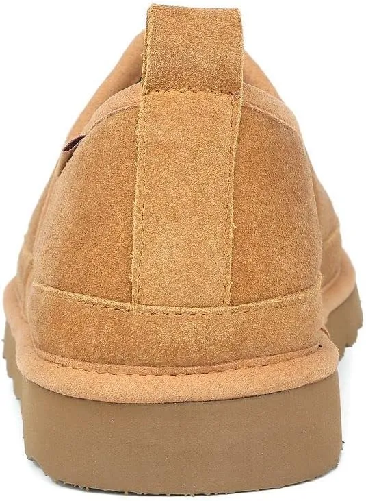 PAMIR Men's Genuine suede Indoor Outdoor Slippers Slip on moccasin shoes