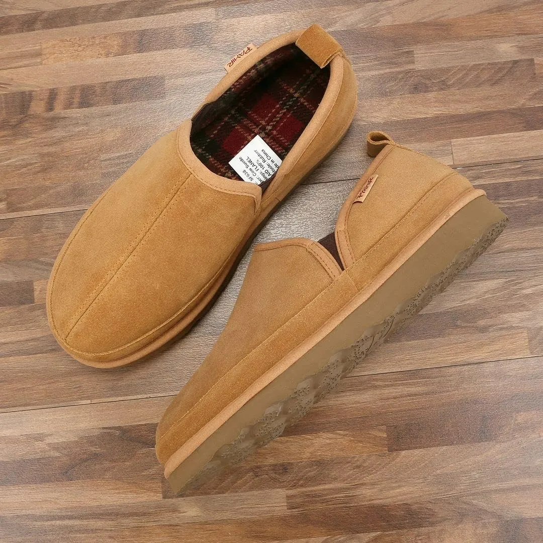 PAMIR Men's Genuine suede Indoor Outdoor Slippers Slip on moccasin shoes